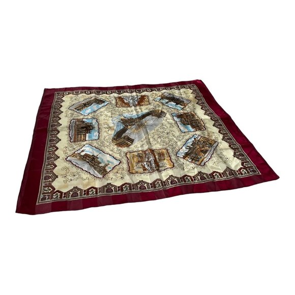 Vintage Rome Italy Souvenir Scarf 38” Square – Landmarks Print Colosseo Vatican - Picture 1 of 11